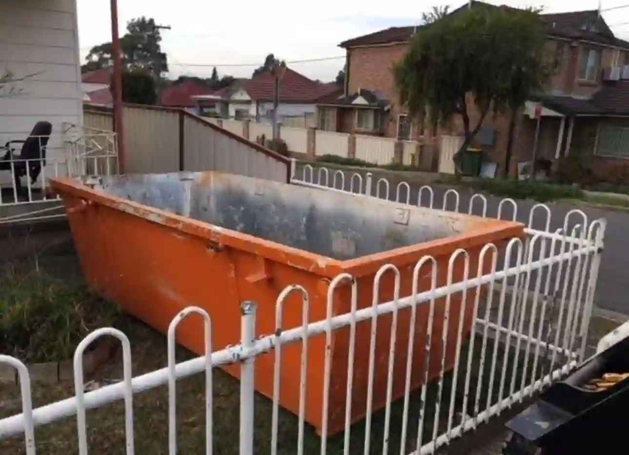 Viking Skips orange bin on site